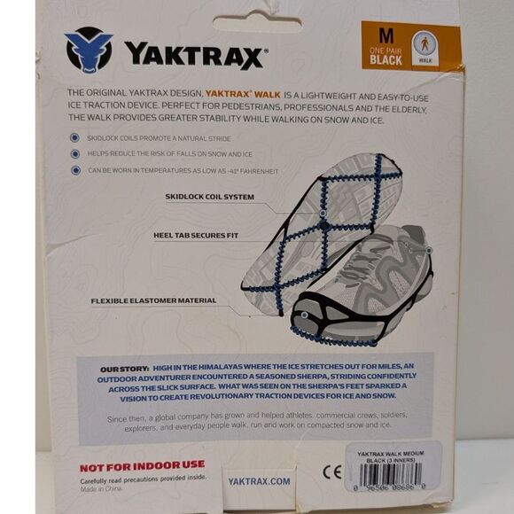 YakTrax Walk Winter Snow Ice Traction for Boots and Shoes Size M - Picture 2 of 3